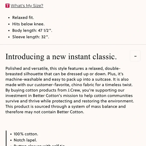 J. Crew Relaxed heritage French coat in pink chino - Picture 2 of 3